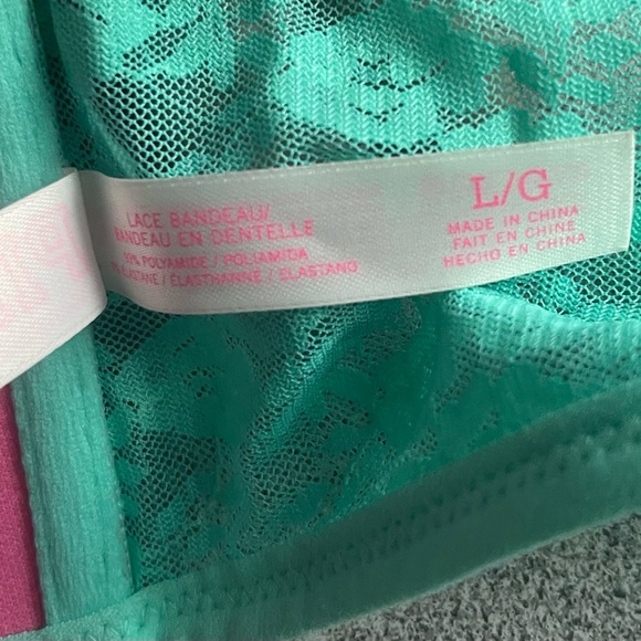 PINK Victoria's Secret Mint Green Strapless
Lace Bandeau/Bralette Size Large - Picture 6 of 10